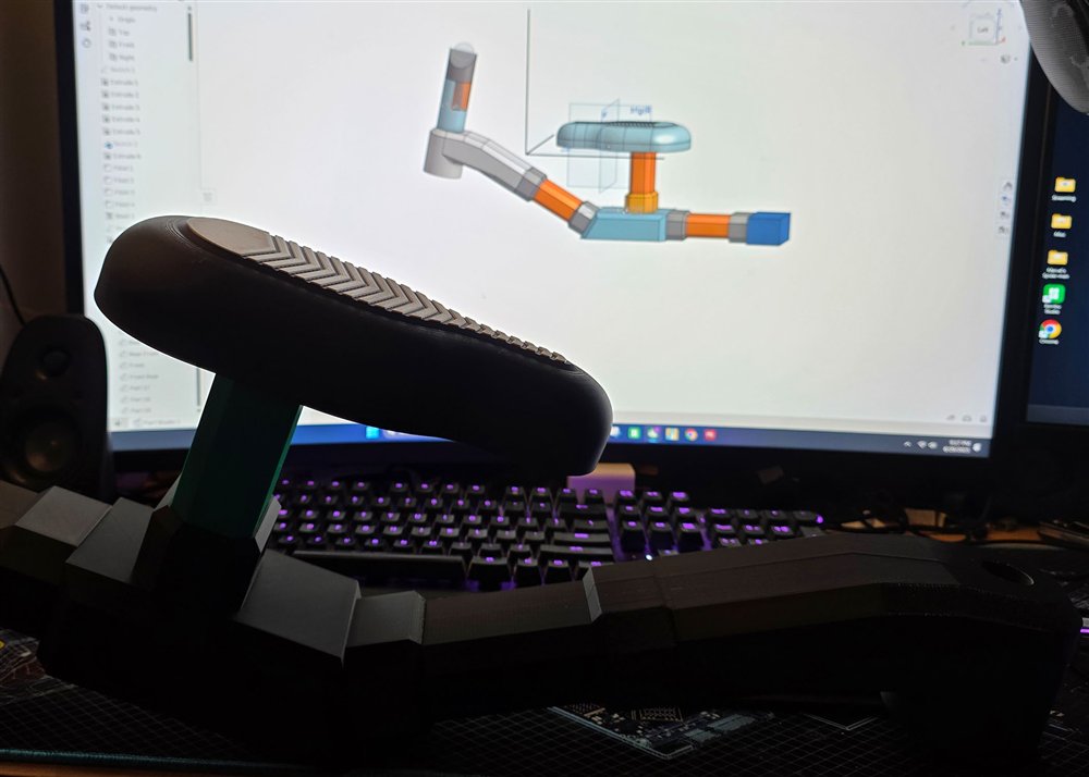 Custom 3D-printed part shown in front of its CAD design