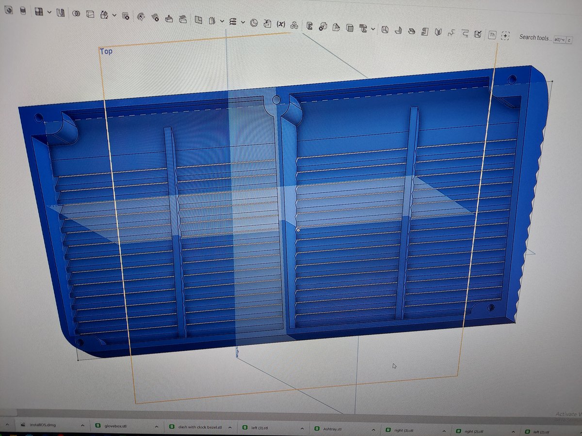 CAD model of a dashboard grille section