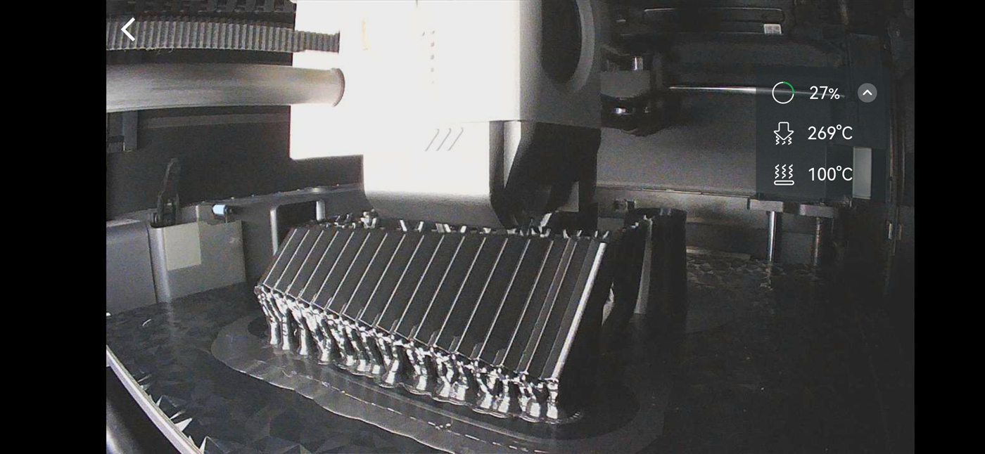 Multiple dashboard grille parts printing on a 3D printer