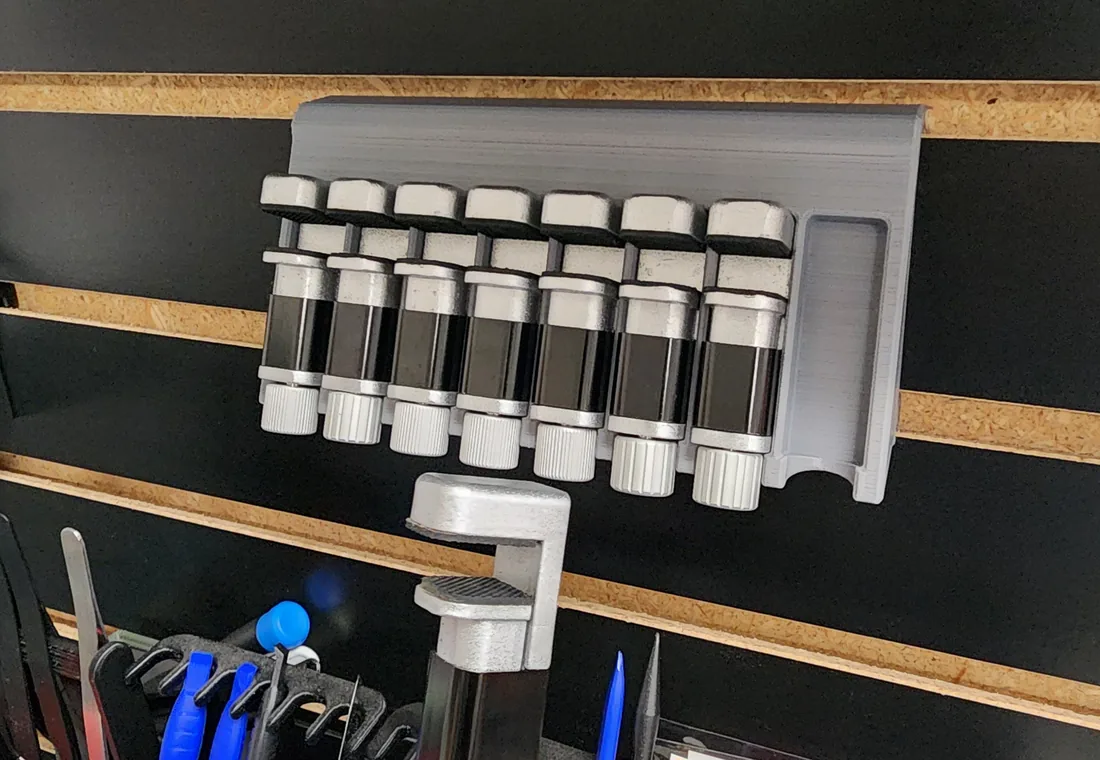 3D printed slatboard storage accessories